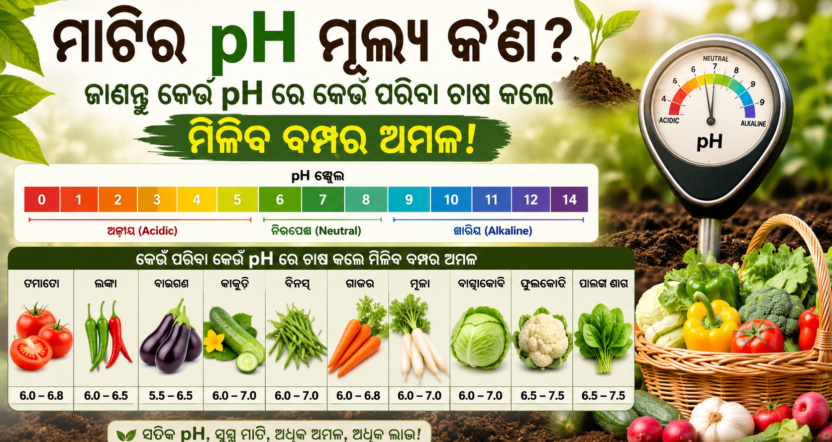 ମାଟିର pH ମୂଲ୍ୟ କ’ଣ? ଜାଣନ୍ତୁ କେଉଁ pH ରେ କେଉଁ ପରିବା ଚାଷ କଲେ ମିଳିବ ବମ୍ପର ଅମଳ!